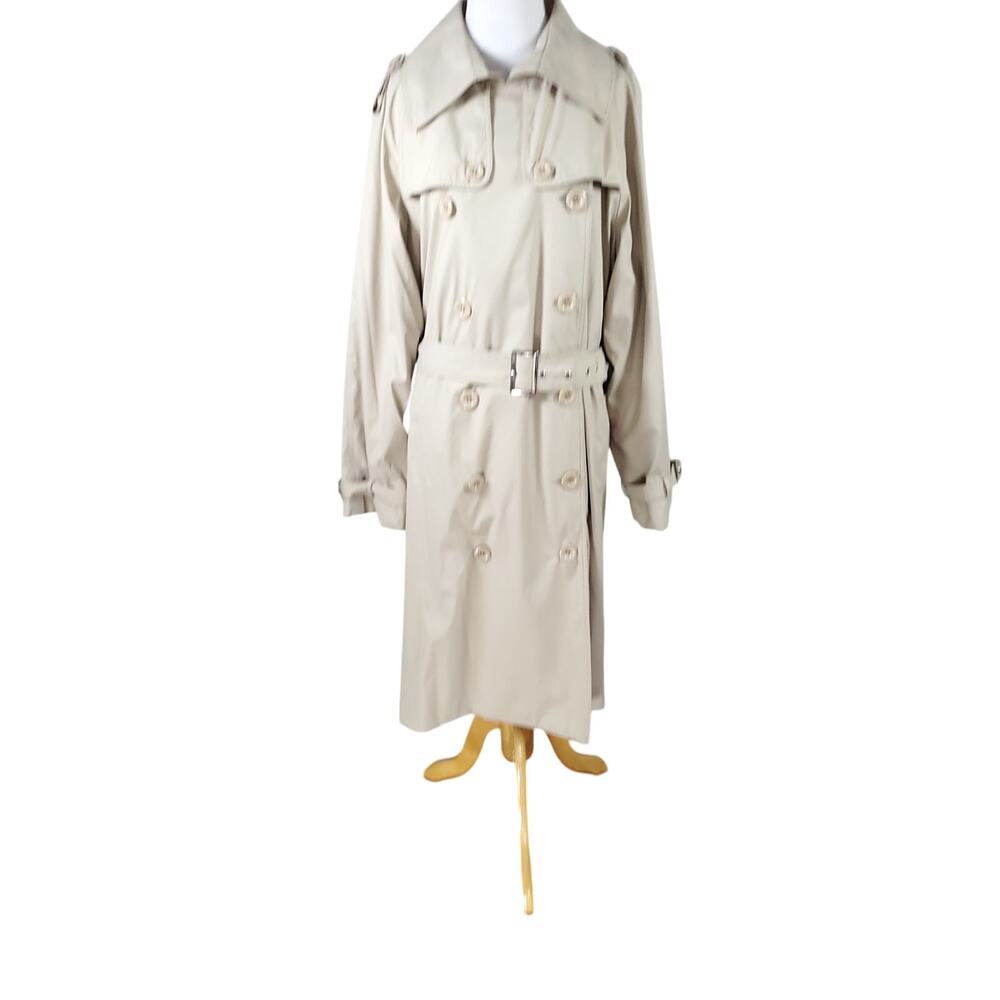 Pamela McCoy Belted Trench Coat Belted Tan Leopard Lined Double Breasted Plus 2X